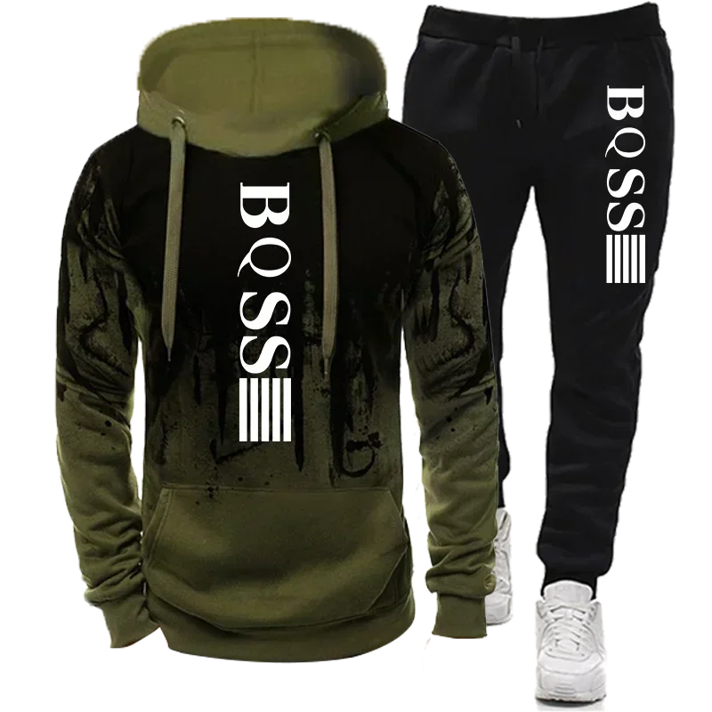 New Men's Sets Autumn Bicycle pullover Hoodie and Pants 2 Pieces Casual Tracksuit Male Brand Running Jogging Sportswear Suit image 3