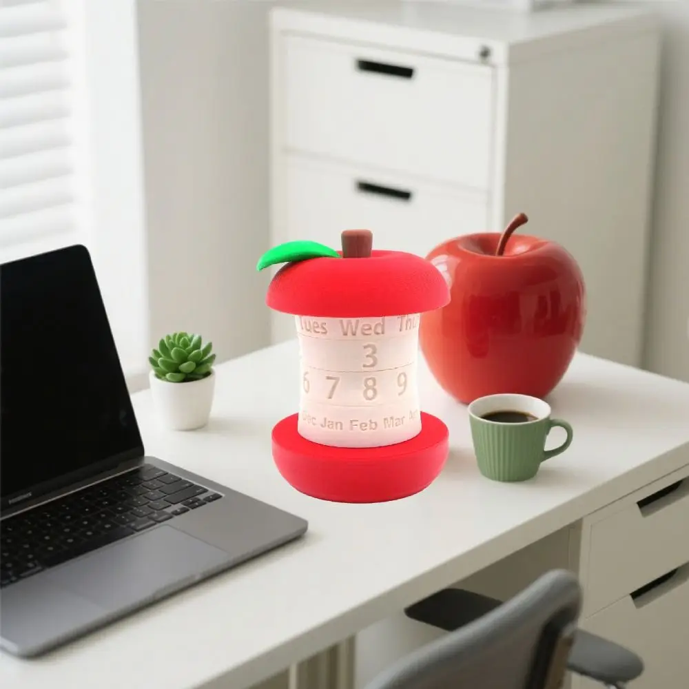 

Tating Design 3D-печатный календарь Забавный современный декор Вращающийся календарь Форма фруктового сердечника Вращающийся механизм Креативный календарь