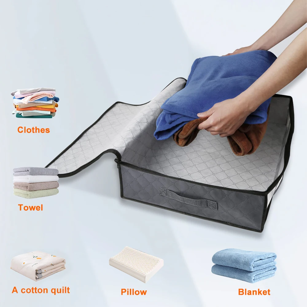 Underbed Storage Bag Portable Foldable Quilt Bag Wardrobe Clothes Storage Box Dustproof Organizer Large Capacity