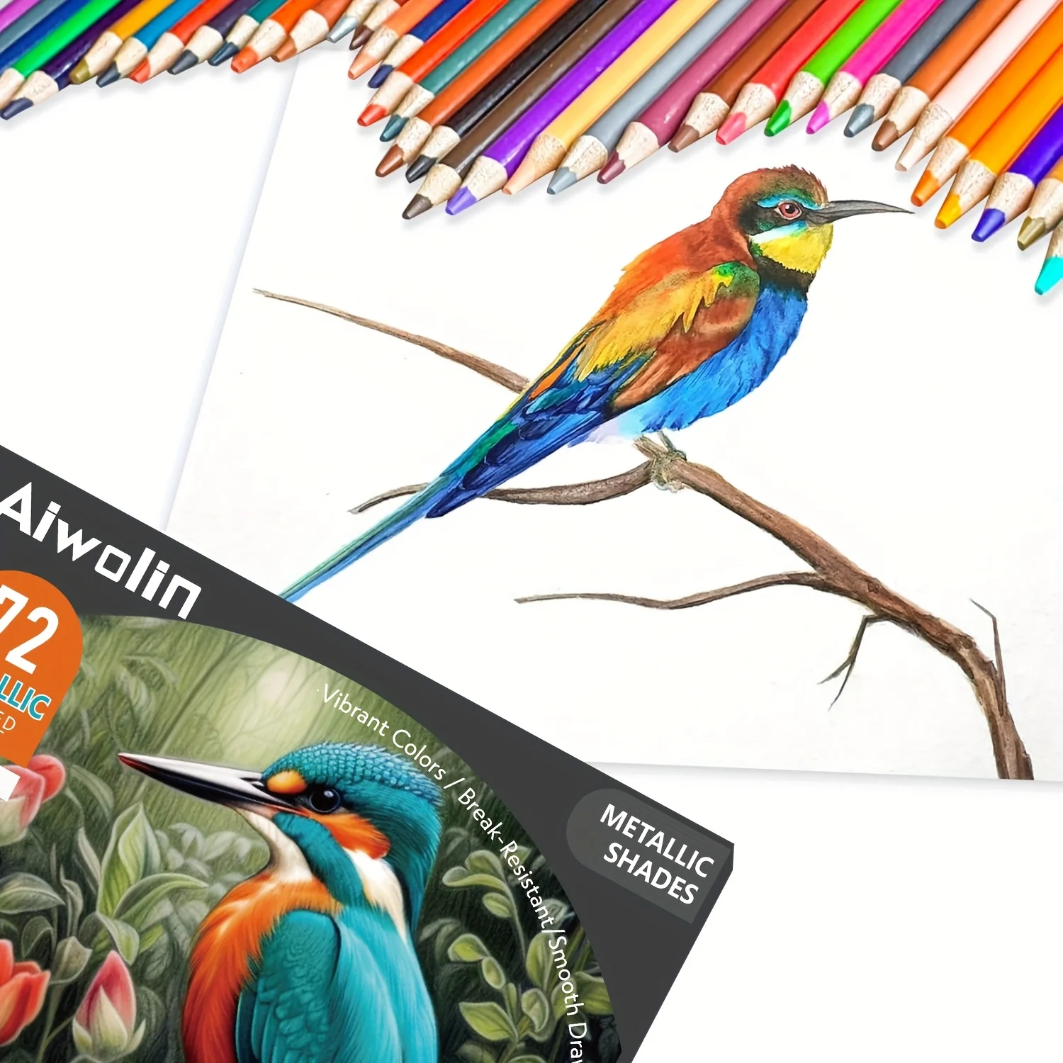 72 Metallic Colouring Pencils, Colouring Pencils for Colouring Pencils Set for Glitter Pencils Wooden Pencil for Artists Drawing