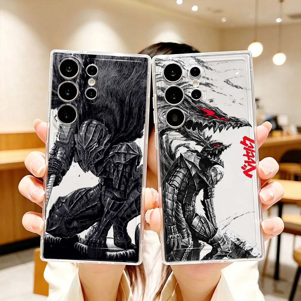 Berserk Guts Fighting For Samsung Galaxy S26 S25 S24 S23 S22 S21 S20 Ultra Plus FE Pro 5G Transparent Phone Case Cover