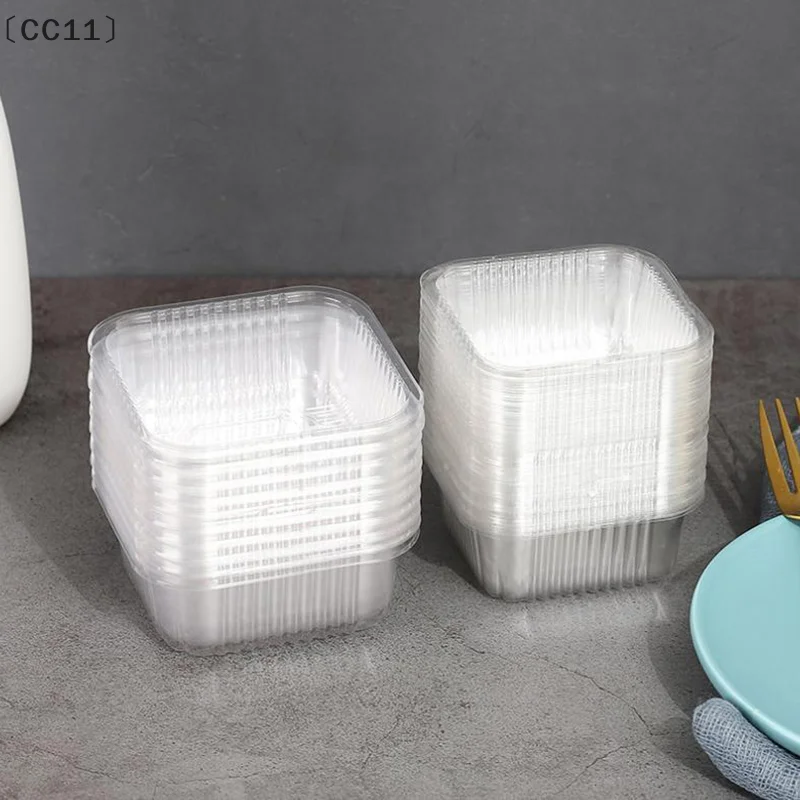 〔CC11〕100pcs Square Moon Cake Trays Mooncake Packaging Box Without Cover Food Container Holder Gold Plastic Cake Box For Cookie
