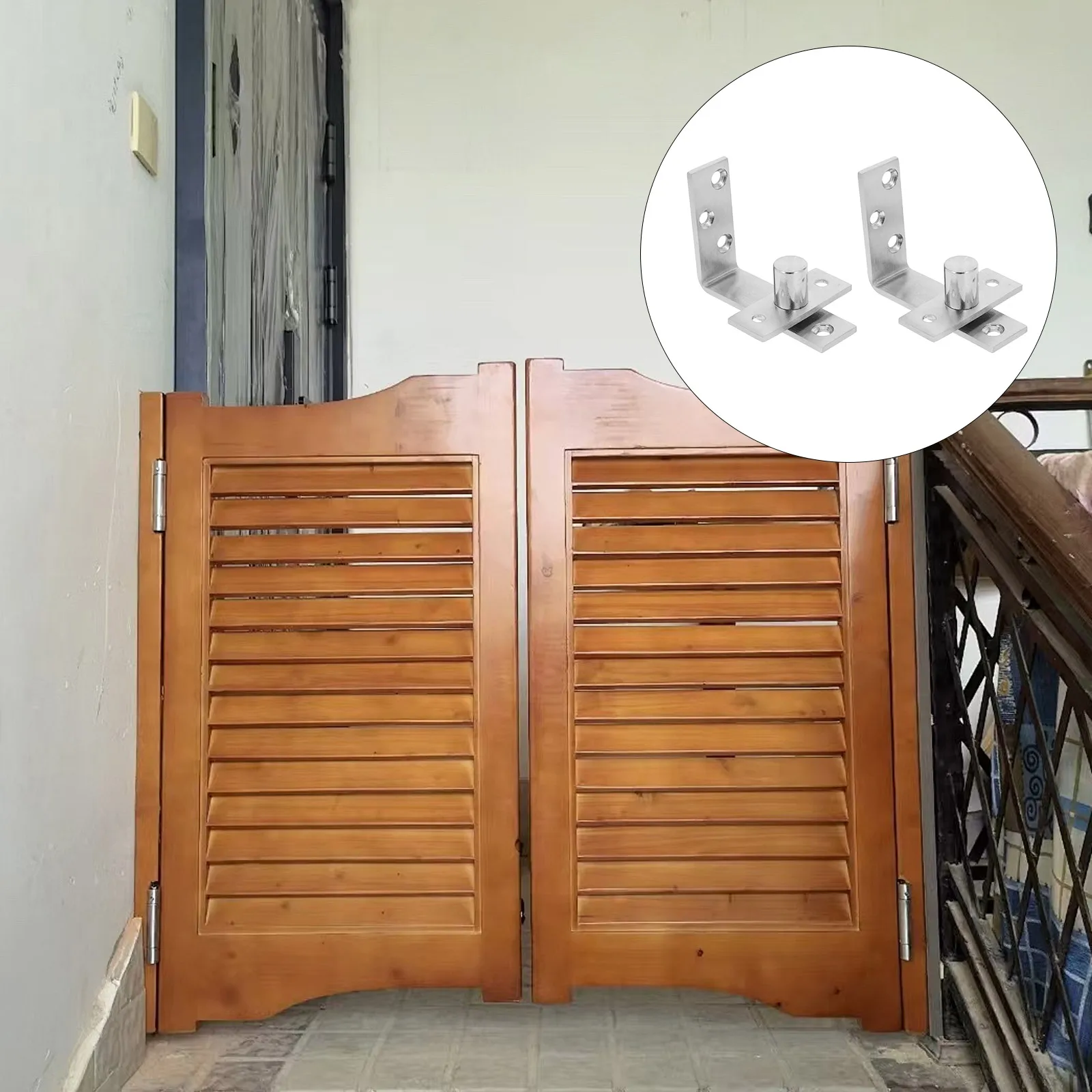 

1 Pair Stainless Steel Door Hinge Hidden Swivel Joint Rotating Screen Heavy Duty Self-Closing System Dual Concealed