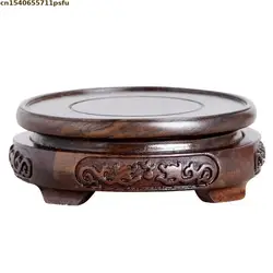 3 Kind Ebony Wood Standing Flower Miniature Base Tea Sets Pedestal Bonsai Plant Decor Shelf Figurines Vase Incense Display Stand