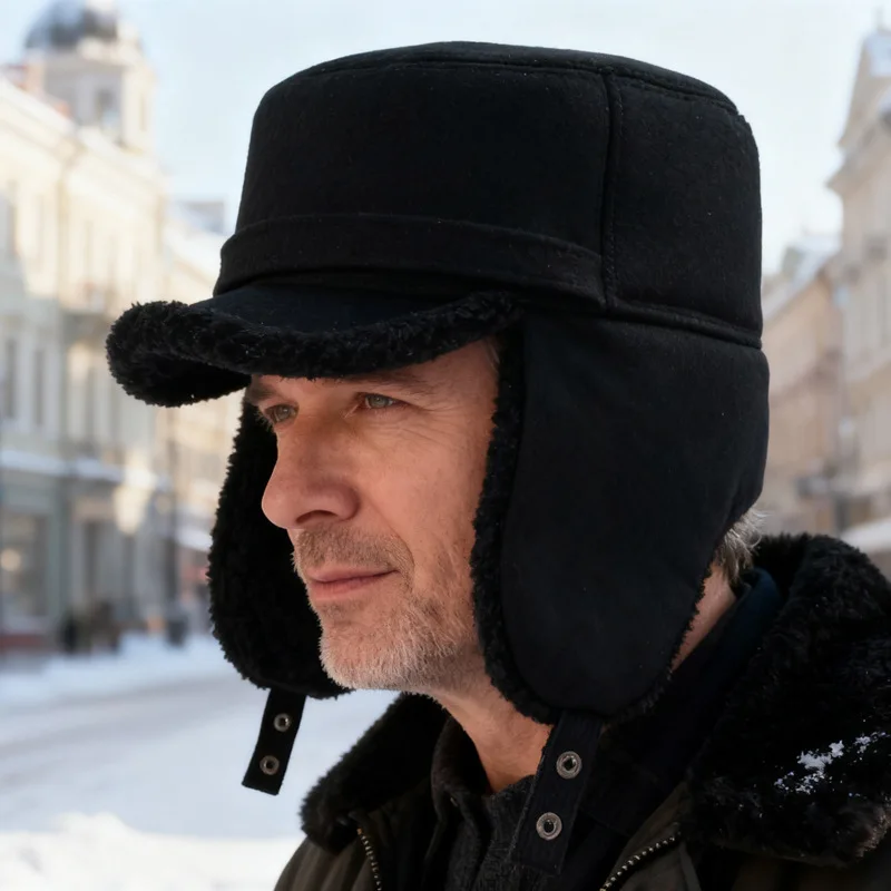 

Зимние теплые вельветовые шапки-бомберы для мужчин, старинные зимние шапки в стиле Лей Фэн для пап и дедушек, хлопковые шапки для пожилых людей