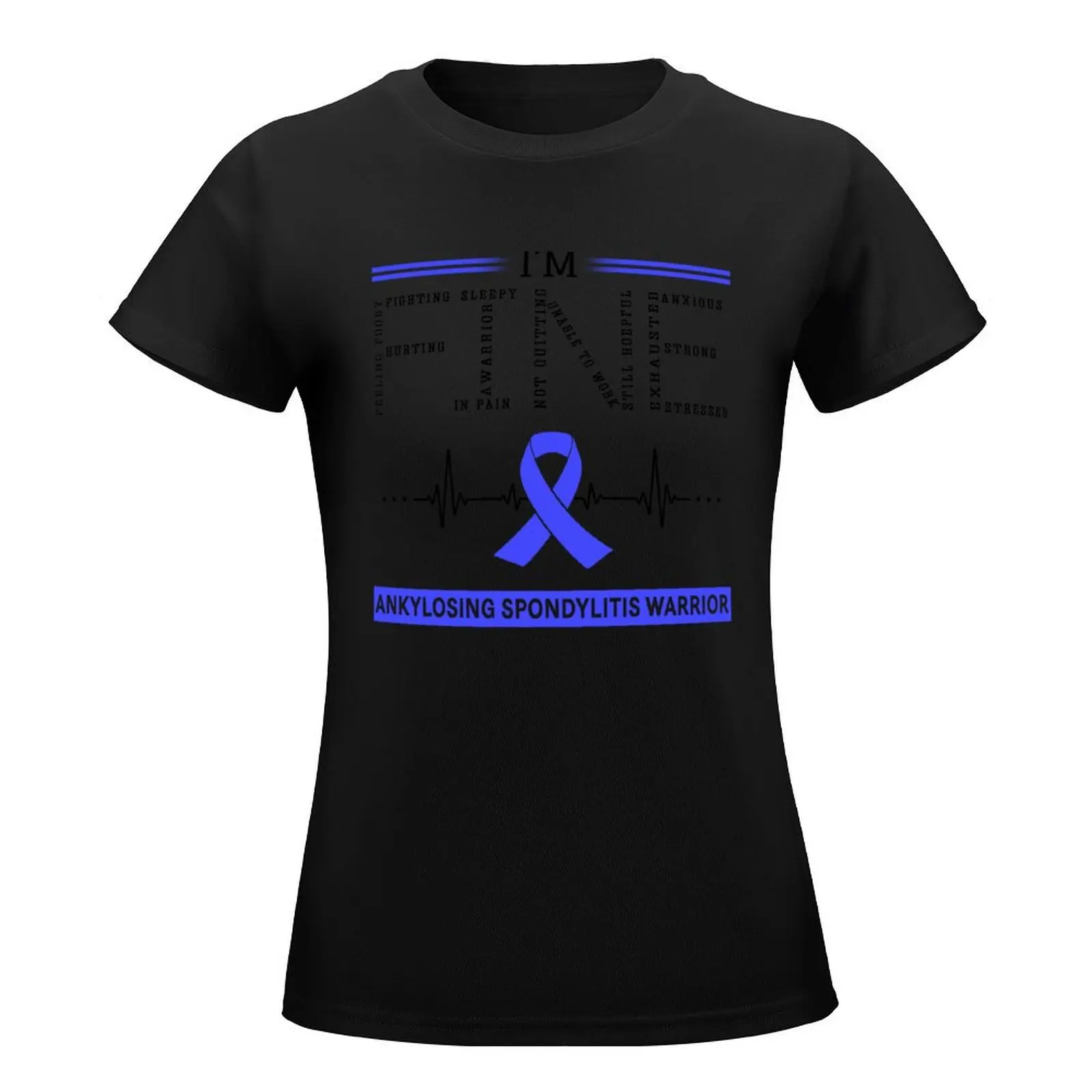 I'm Fine Ankylosing Spondylitis Warrior Support Ankylosing Spondylitis Awareness Gifts T-Shirt plus sizes tops Women clothes