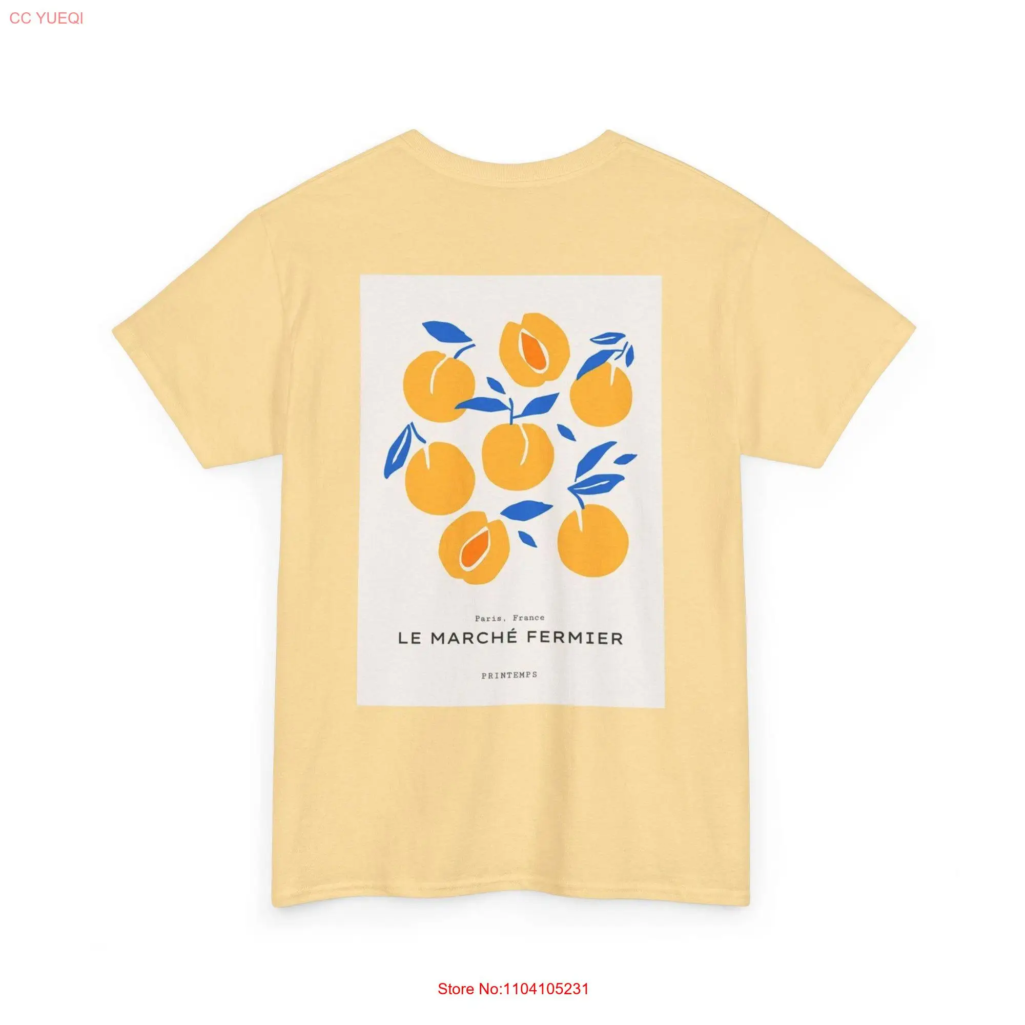 Apricot Tropical Vibe French Design t shirt Retro Botanical Print Orange Apricots Heavy Cotton long or short sleeves