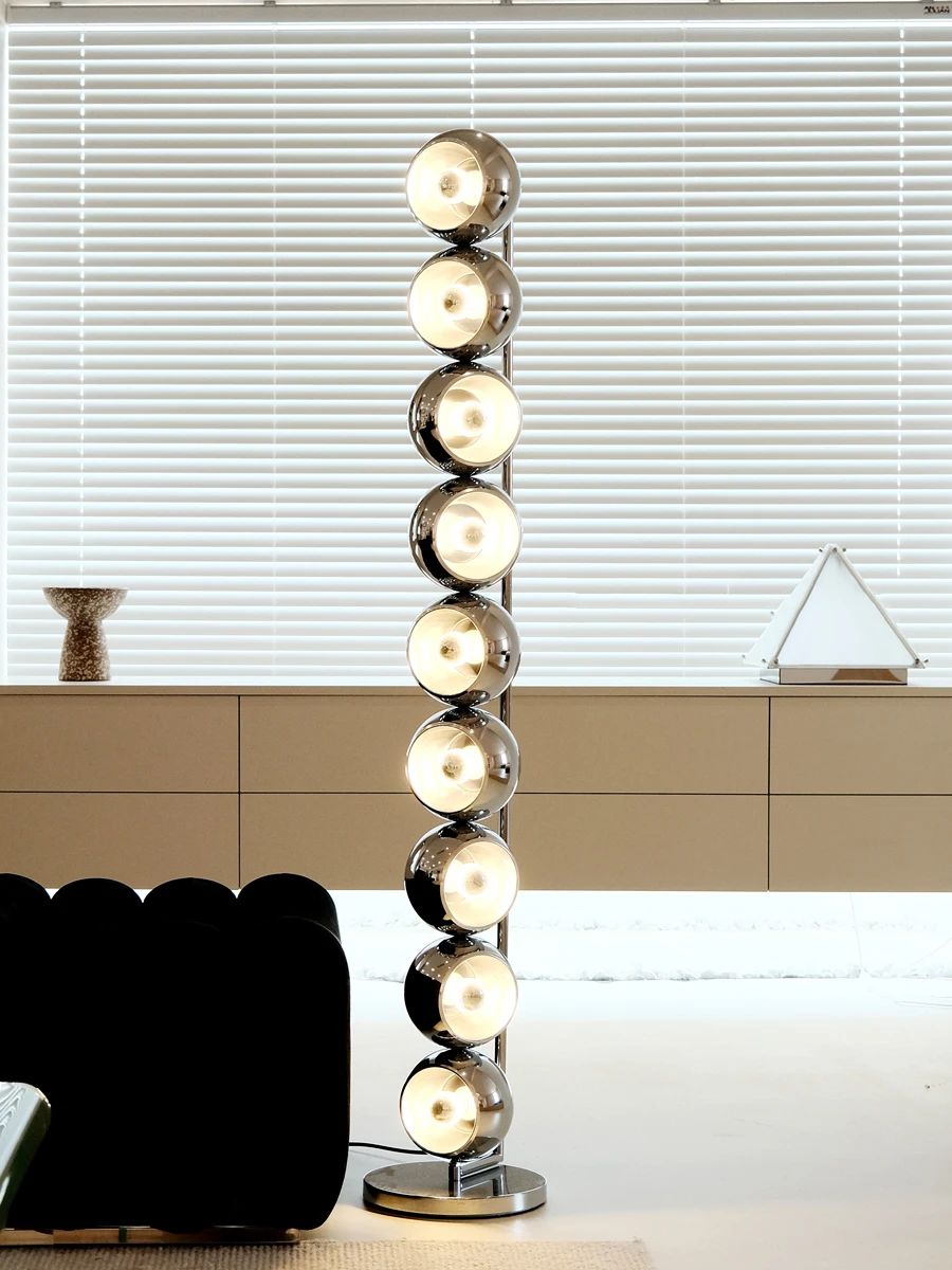 Postmodern Long Metal Floor Lamp Silver Gold Foyer Standing Lights Home Appliance Minimalist Creative Standard Lamp