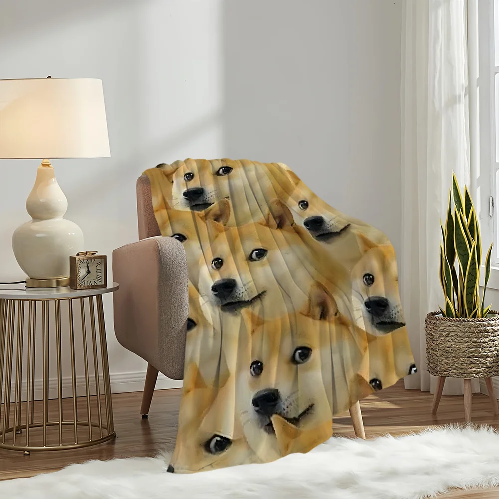 مضحك Cheems دوجي بطانية الفانيلا الدافئة الراحة لينة بطانية قطيفة ل أريكة غرفة المعيشة مكتب غرفة نوم السفر هدية #4