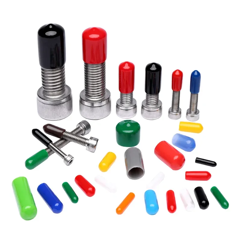 Silicone End Caps Rubber Insulation Soft Cover, Thread Sleeve Stopper Black Sealing Sheath Lid