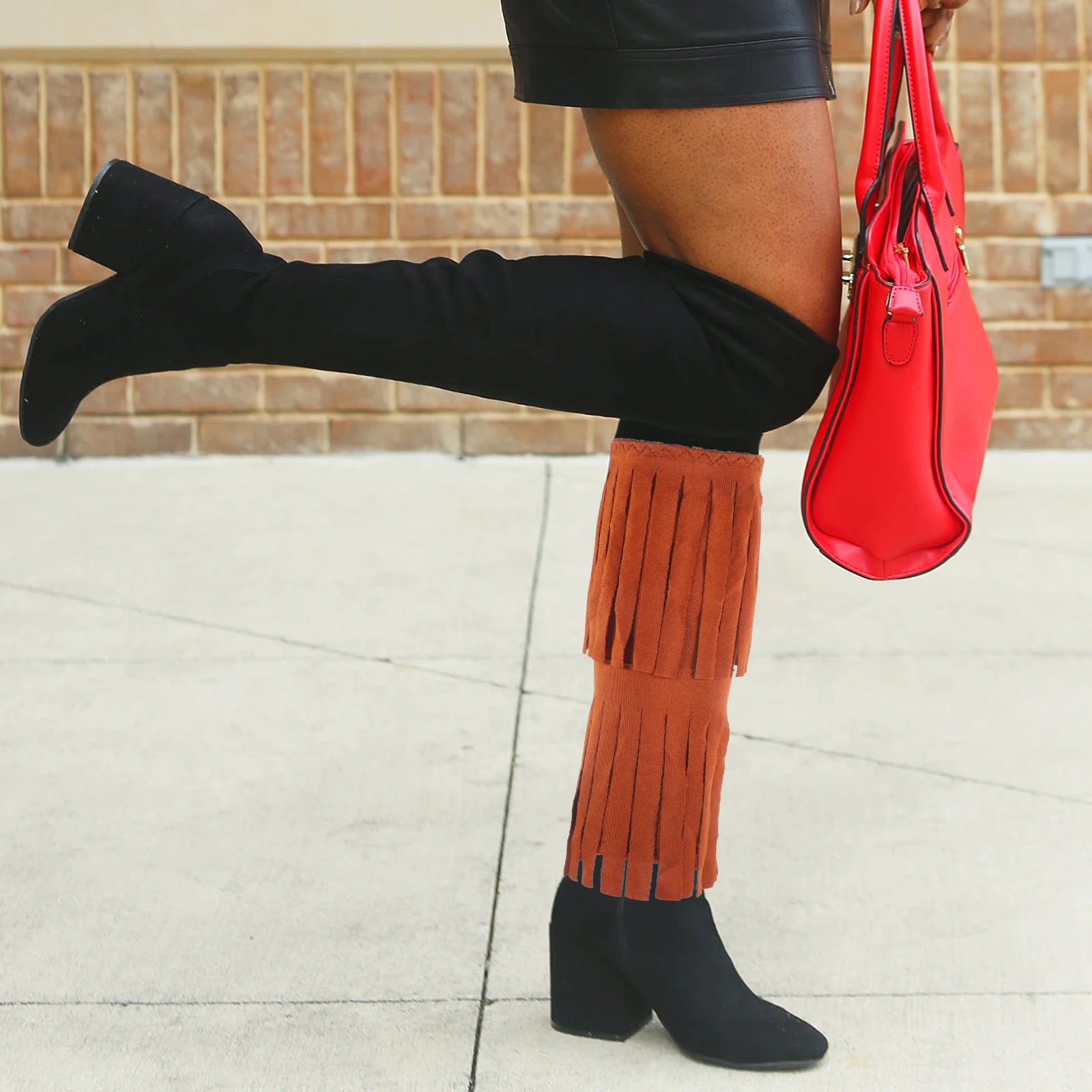 

Fringe Boot Covers Vintage Tassel Brown Polyester Decorative Music Festival Stage Performance Boot Accessories