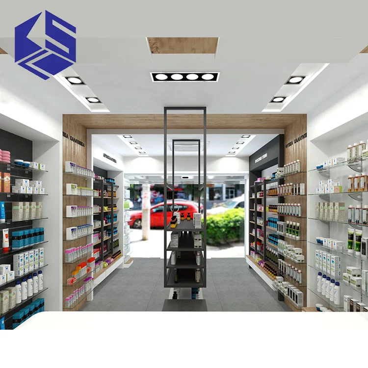 ชั้นวางยาแบบเคาน์เตอร์ร้านขายยาสั่งทำพิเศษสำหรับขาย - เหมาะสำหรับการจัดแสดงสินค้าปลีกสมัยใหม่