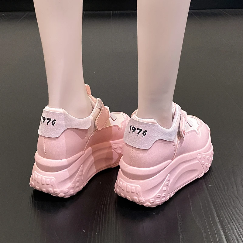 Shoes for Women 2023 High Quality Round Head Women\'s Vulcanize Shoes Summer New Solid Color High Heels Breathable Sneakers