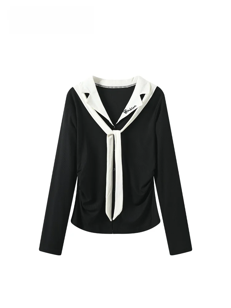 

Cara CLUB plus Size V-Ne Long Sve T-irt Women Early Autumn New Sle Slimming Top Meat Covering Ele Youthful