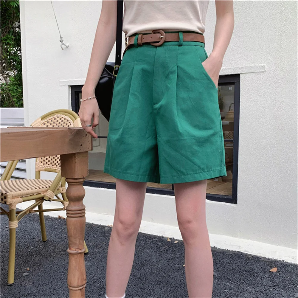 Alien Kitty Preppy Style Short Pants Women Summer Casual Solid Minimalist Loose 2023 Wide Leg New All Match Office Wear Shorts