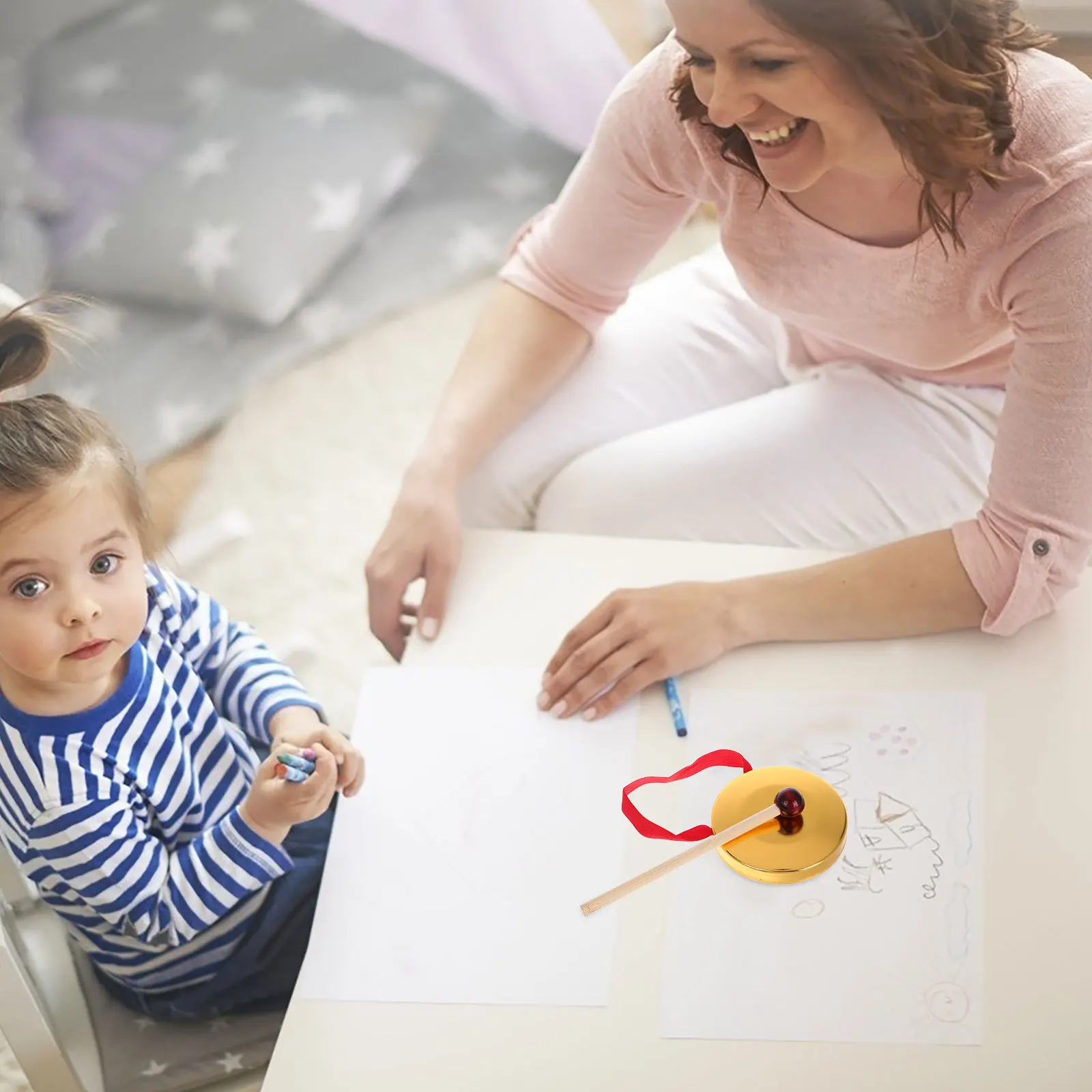 

3Sets Chinese Gong Instrument Fun Percussion Accessory for Bands Performance Stage in Kindergarten Excellent Decoration Well