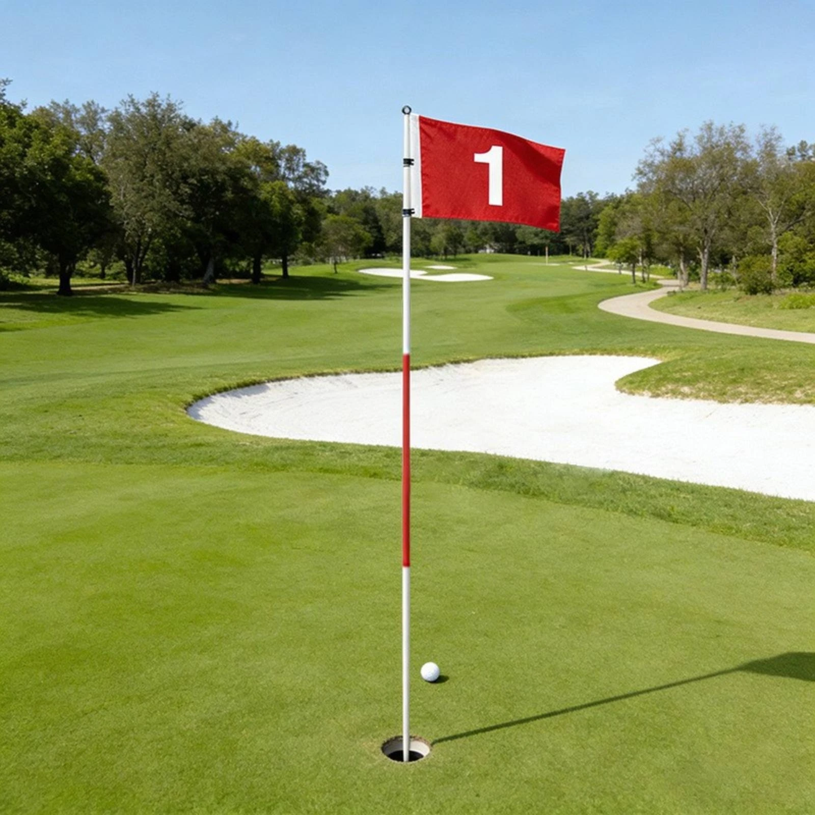 

Golf Green Flag Assembly 3-Section Putting Green Flagstick with Hole Cup Practice Putting Flag Detachable for Golfers, Backyard