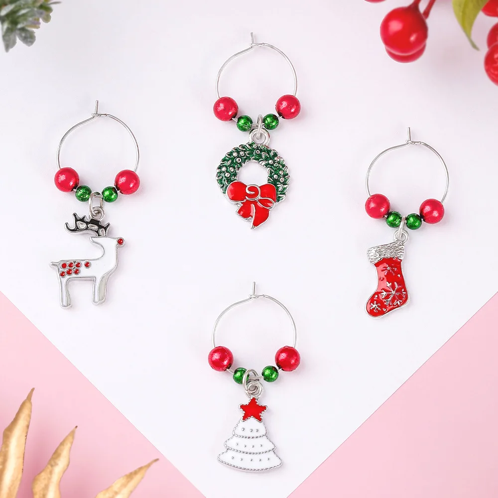 

Рождественские винные подвески, подвески-ожерелья, лось, украшения из сплава, украшения своими руками, подвески, серьги