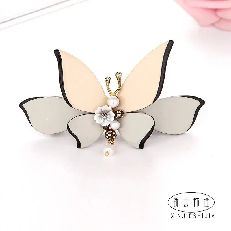 Premium Light Luxury Acetate Pearl Vintage Minimalist Top Snap Hair Barrette Clip for Women Everyday Elegant Fashionable Gift
