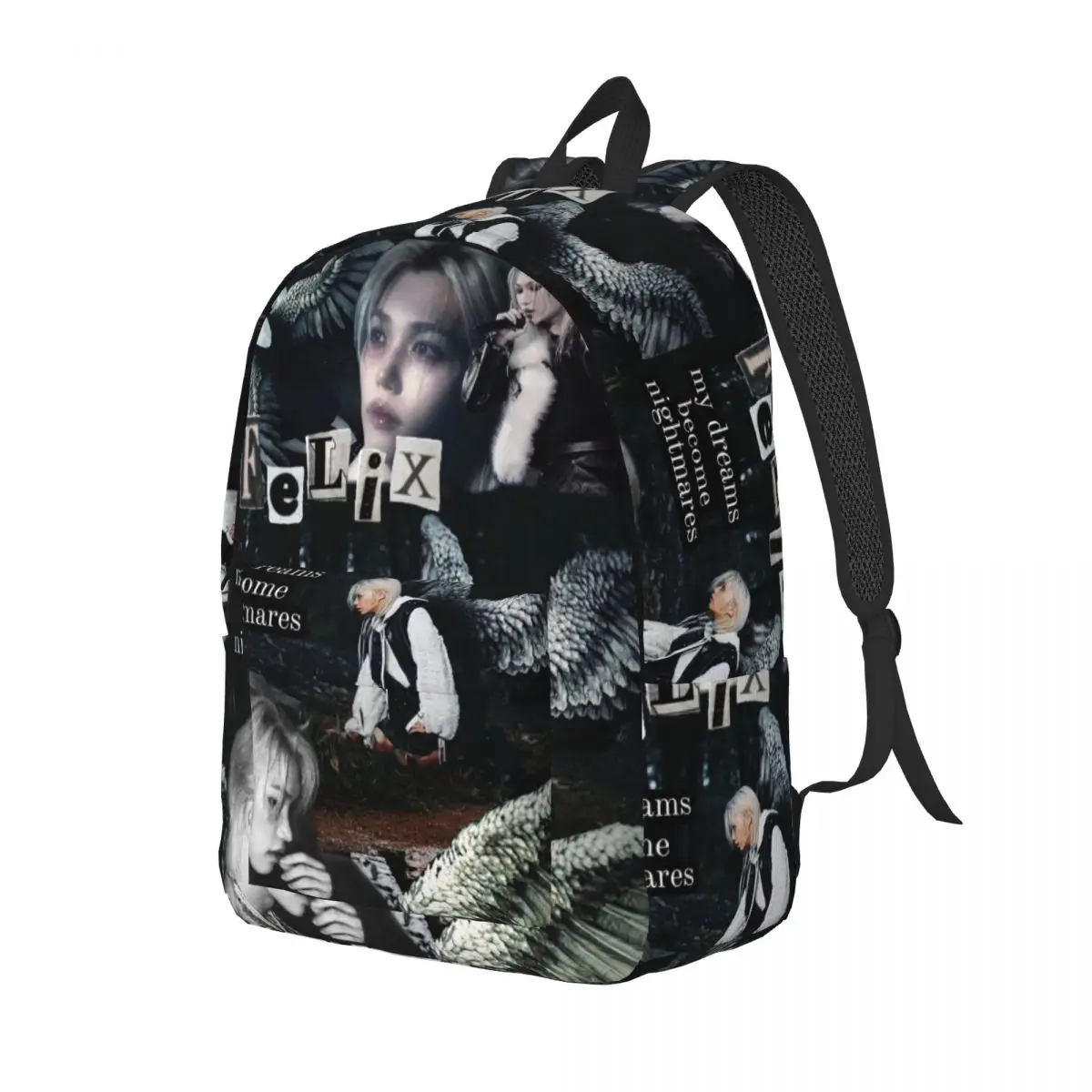 

FELIX Korean Kpop Singer Backpack Daypack Large Capacity Kids BookBag School Bag Shoulder Bags for Men Women