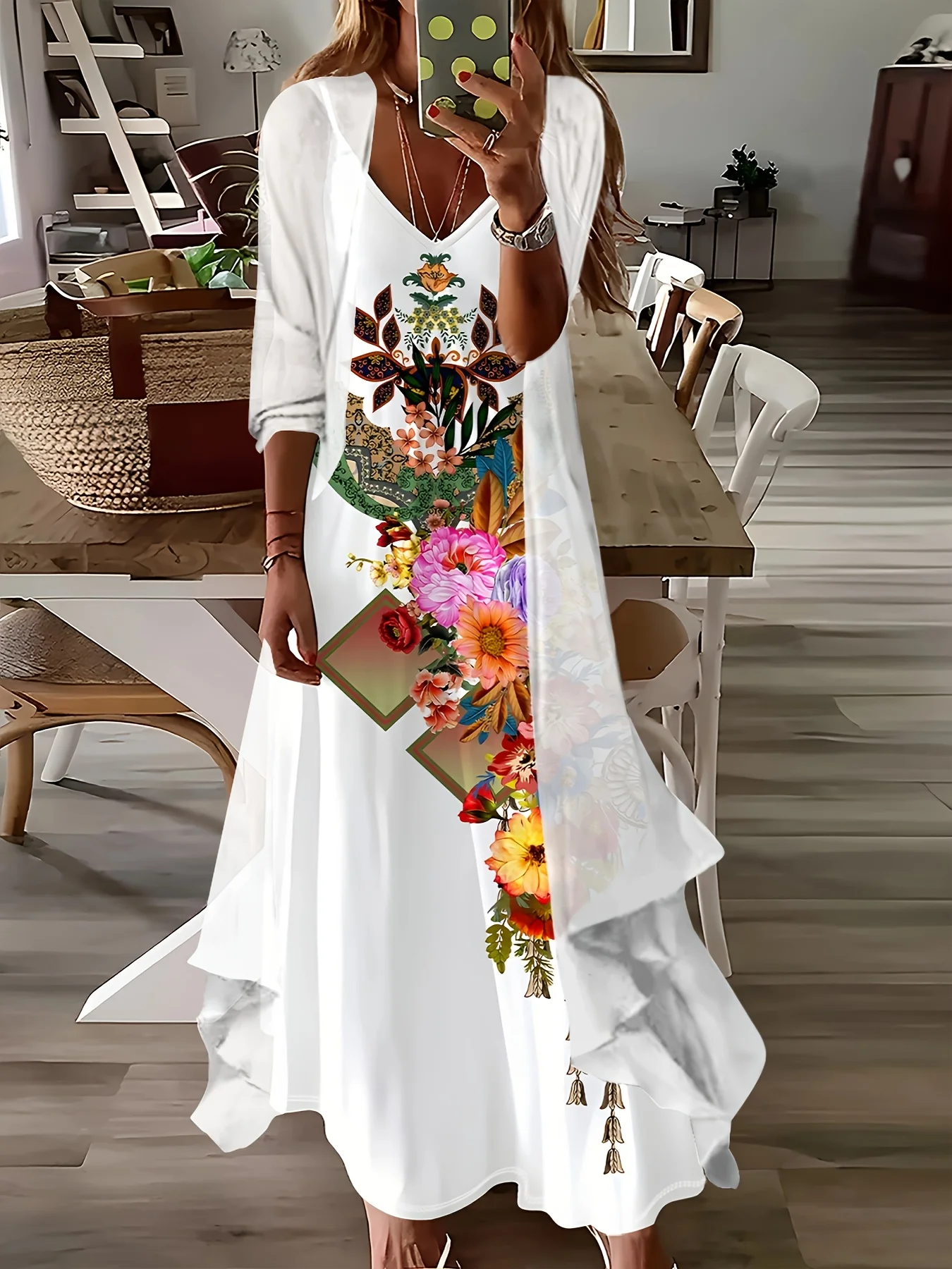 

Women Long Sleeve Matching Dress Set Vacation Outfit Casual Two Piece Outfit Summer Fashion Coordinated Outfit Trendy Ladies