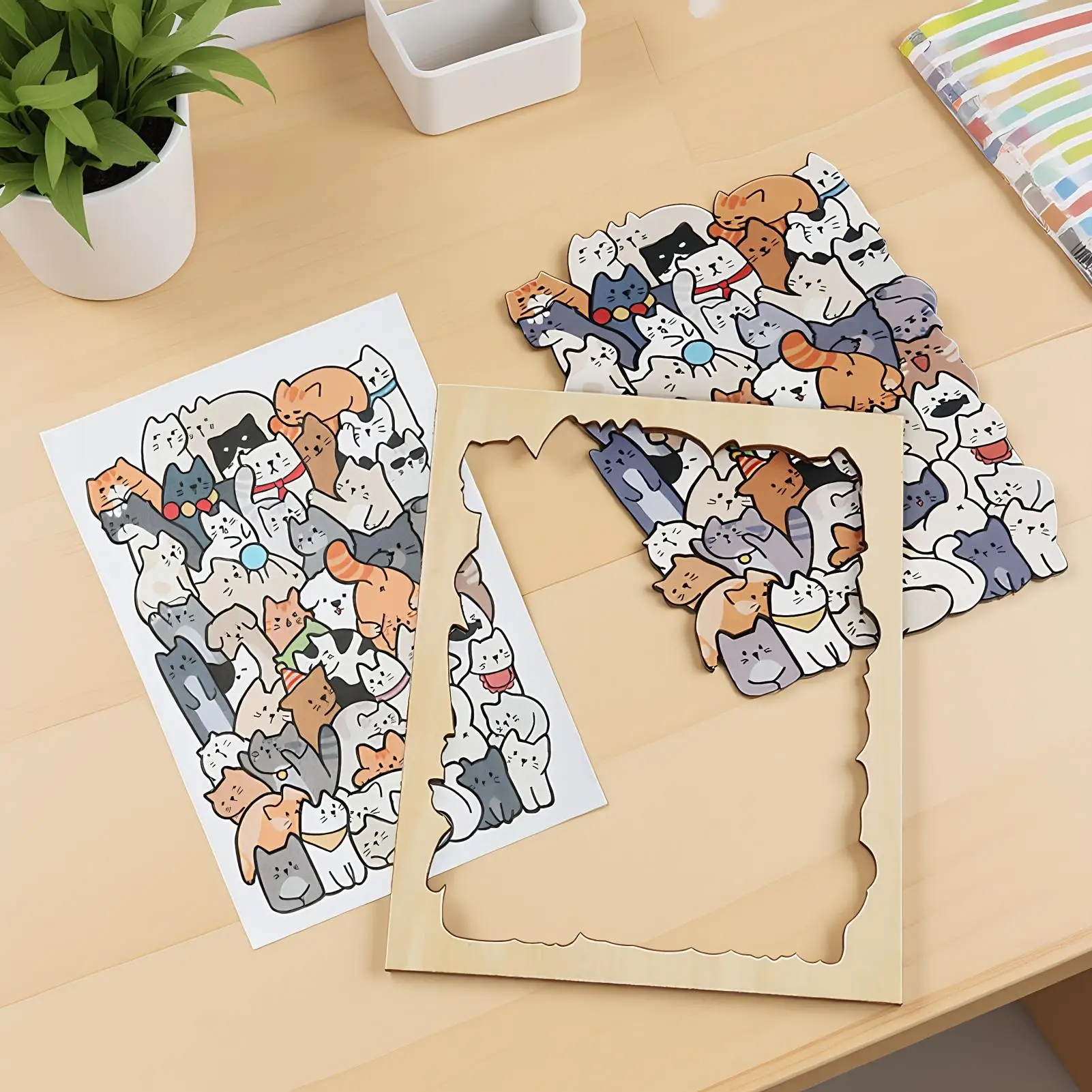 고양이 직소 퍼즐 100 조각 어린이 교육 보드 게임 동물 테마 어린이를위한 크리스마스 생일 선물 가족 파티 게임