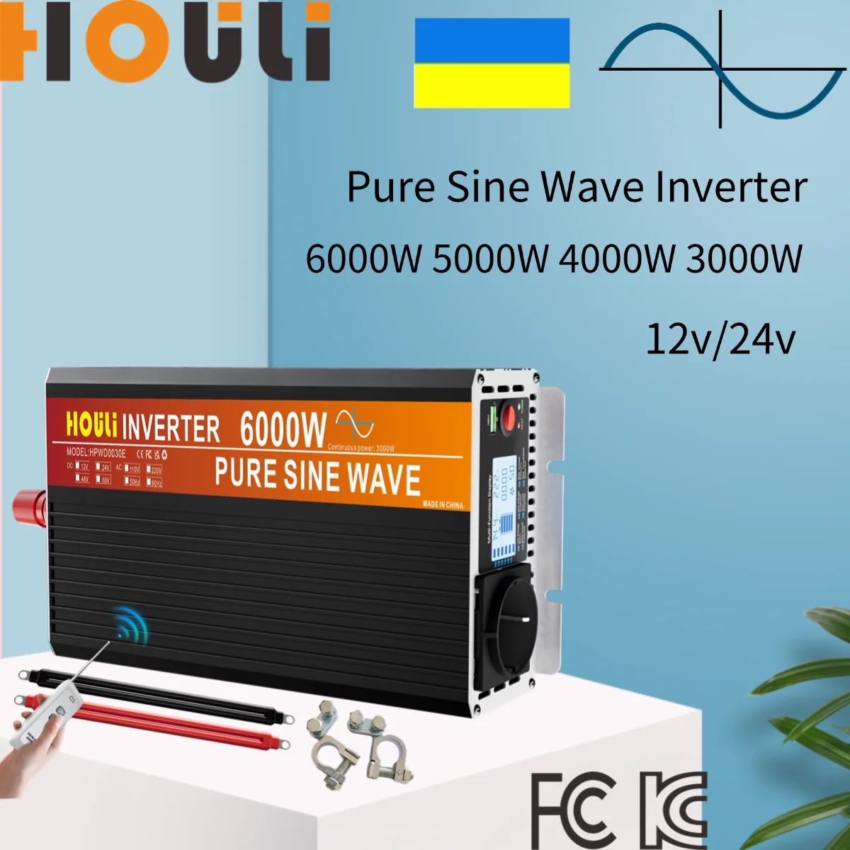 

HUOLI home-appliance инвертор 12v 220v pure sine wave Frequency converter Control inversor 24v pra 220v 6000W/3000W 50HZ USB