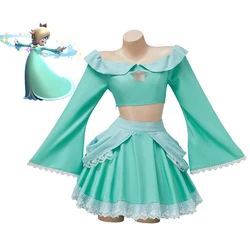 Rosalina Cosplay Princess Costume For Women Sweet Cute Blue Crop Top Lolita Skirts Suit Halloween Carnival Party Comic Con Gown