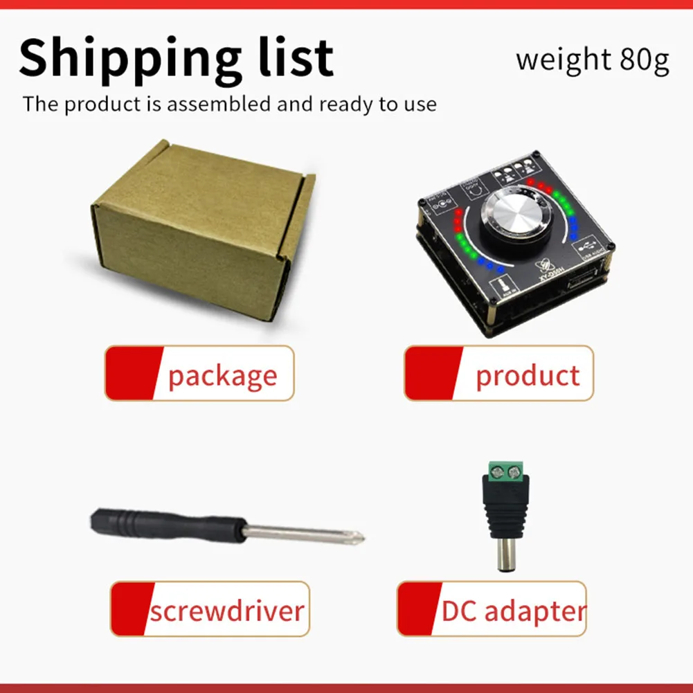 XY-D50H DC5-24V/5A Audio Power Amplifier Module 50W*2 Speaker Power Amplifier Board with Colorful Running Lights APP Control