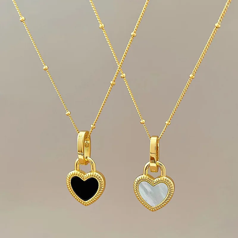 Vintage Double Sided Heart Pendant Necklace For Women Girl Clavicle Chain Choker New Fashion Trendy Jewelry Gift Party