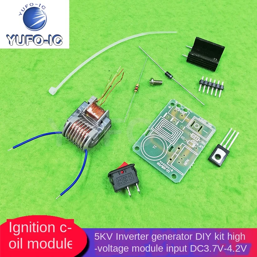 Free Ship 1PCS DIY Kit 15kV Inverter Generator Ignition Coil Module High-Voltage Module Input DC 3. 7v-4.2v