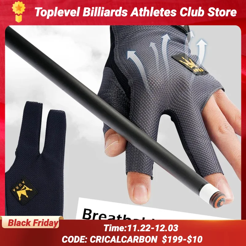 Professional Billiard Stick Glove, Billiards Accessories, 3 Fingers Left Mesh Carom Cue Gloves, Korea