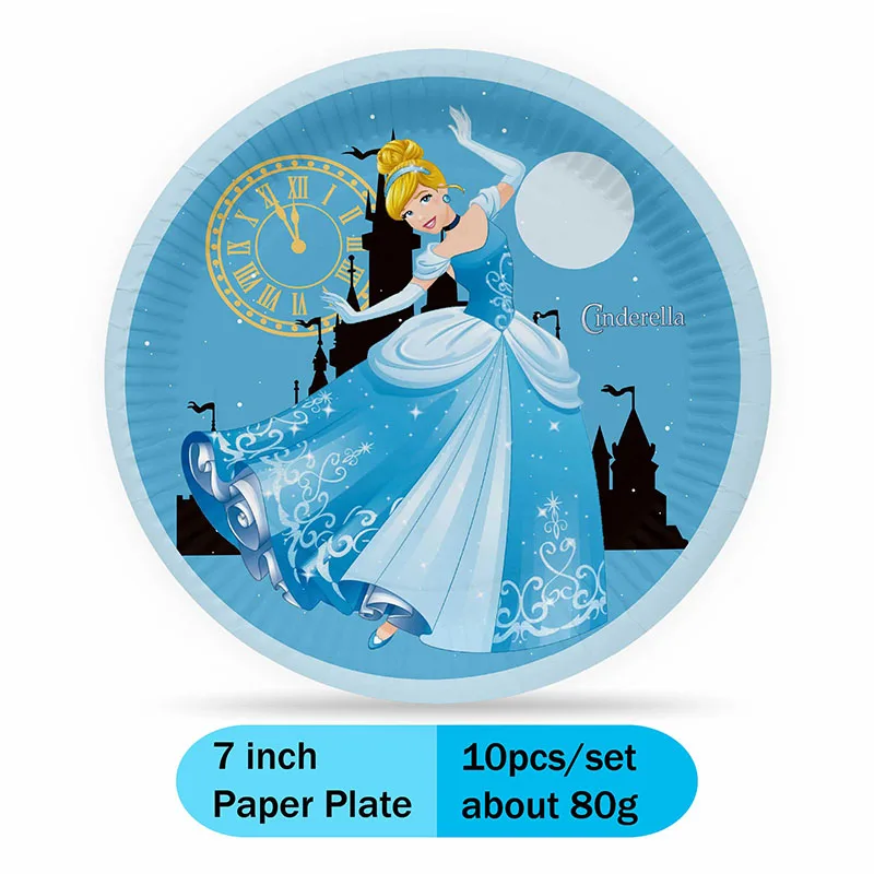 disney Cinderella DIY Birthday Party Disposable Decoration Tableware straw Balloon Labels Cake Decoration Baby Bath Supplies