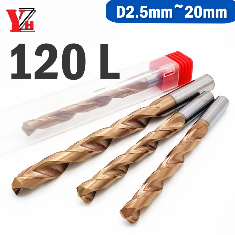 

YZH 120L Twist Drill Diameter D2.5-D20 Bits HRC55 CNC Straight Handle Drilling Hole For Metal