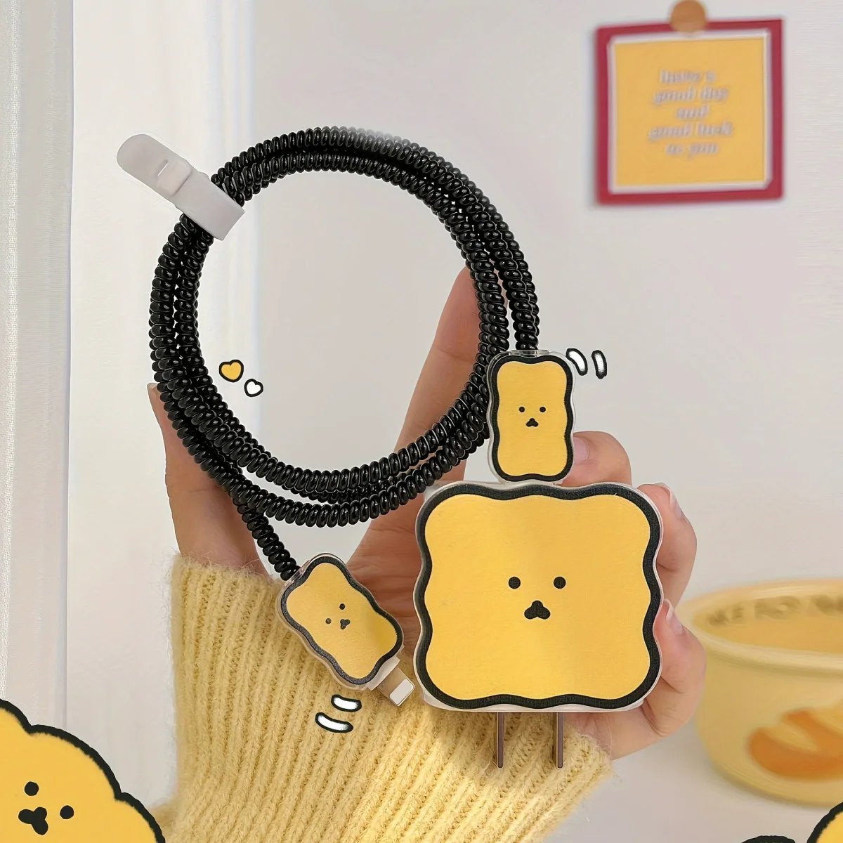 Cute Bear 3D Cartoon Cable Protector For iPhone / iPad 18W/20W Charger Case Phone Wire Cord Organizers