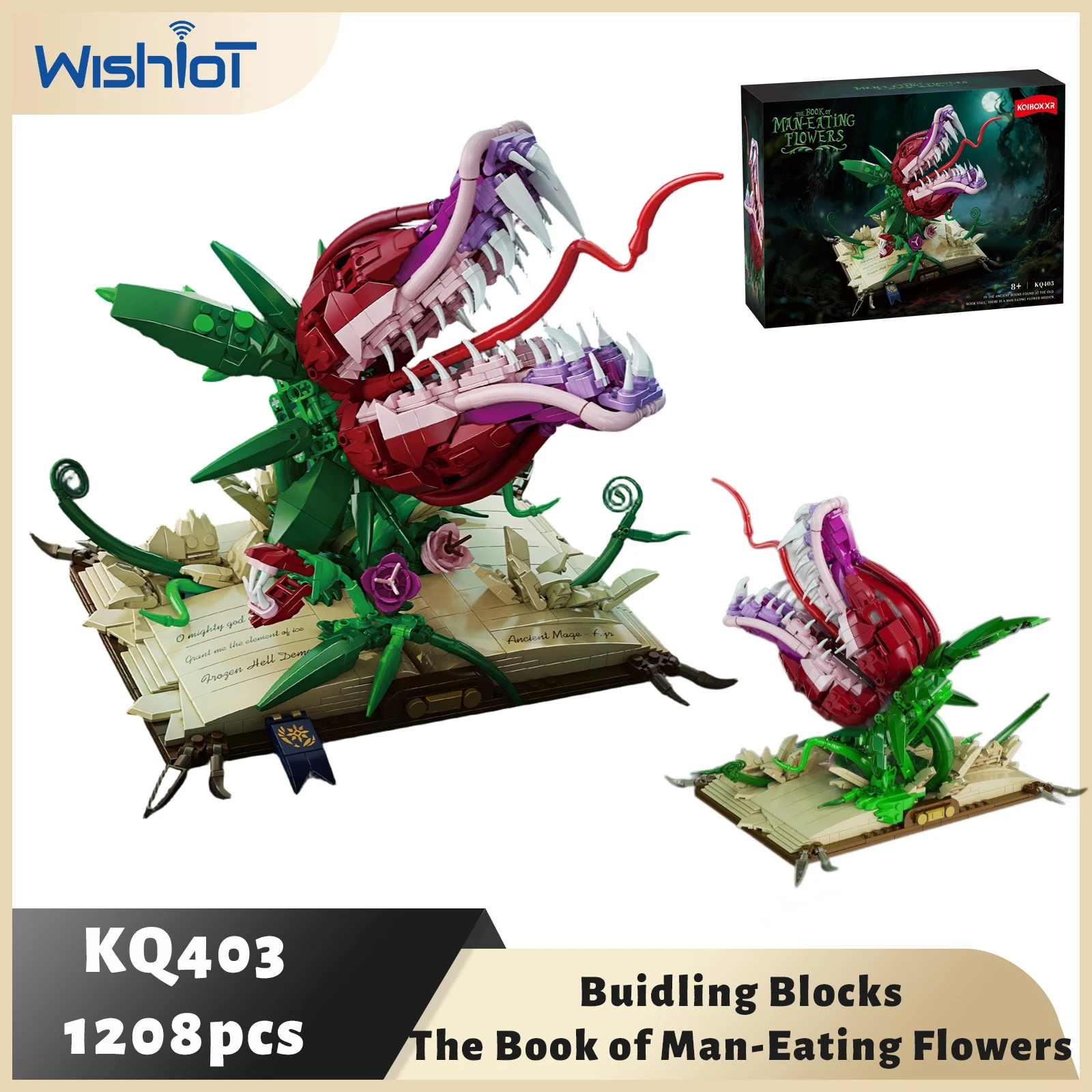 

1208 деталей. Конструктор «Книга цветов, поедающих людей». Волшебная книга о мясных растениях. Тематика: Ужасы. Декор для вечеринок, реквизит для фотосессий, подарки.