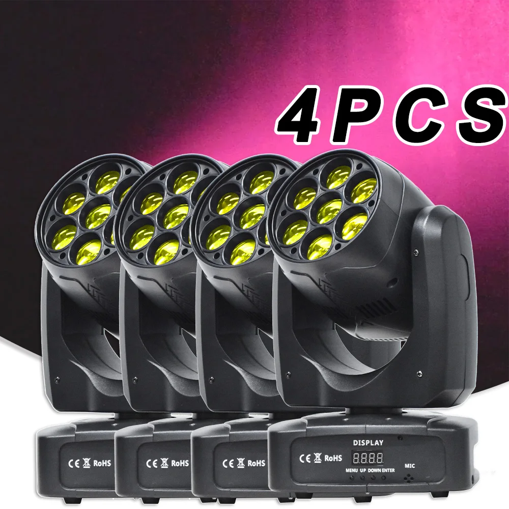 

4PCS LED RGBW 7x20w Zoom Beam Washing Effect Moving Head Stage Lighting Disco Dj Wedding Event DMX512 Music Control 11/17CH