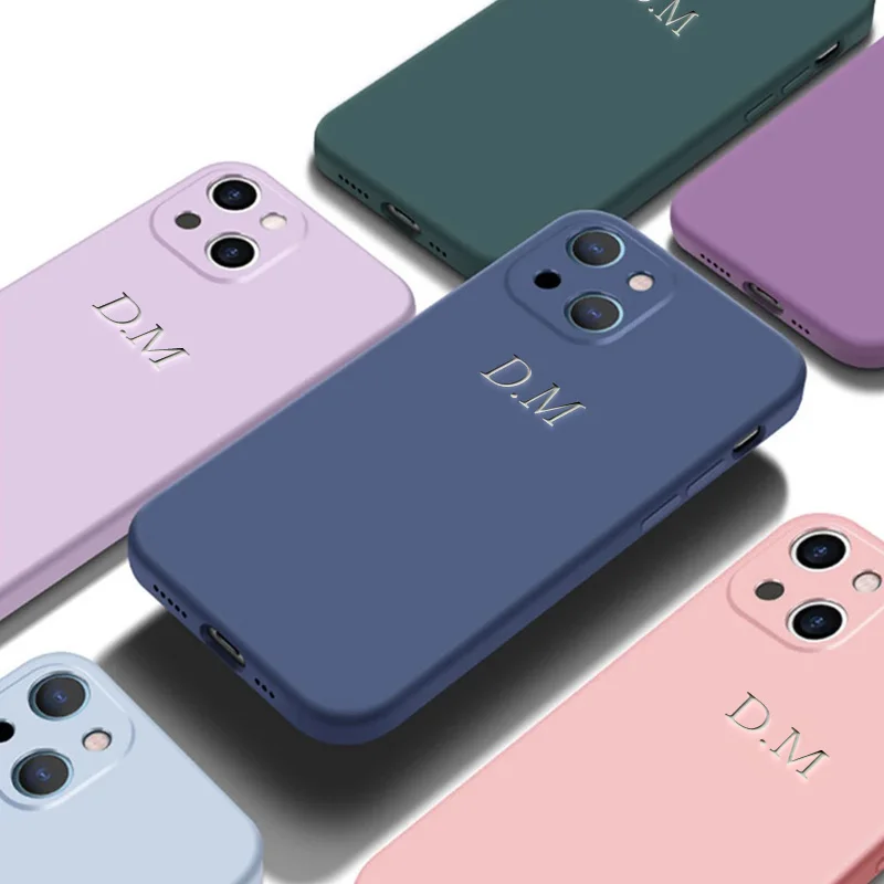 Чехол с персонализированным именем и интимными буквами для iPhone 15 14 13 12 11 Pro Max 3D индивидуальный Мягкий чехол из жидкого силикона 14 15 Pro Max