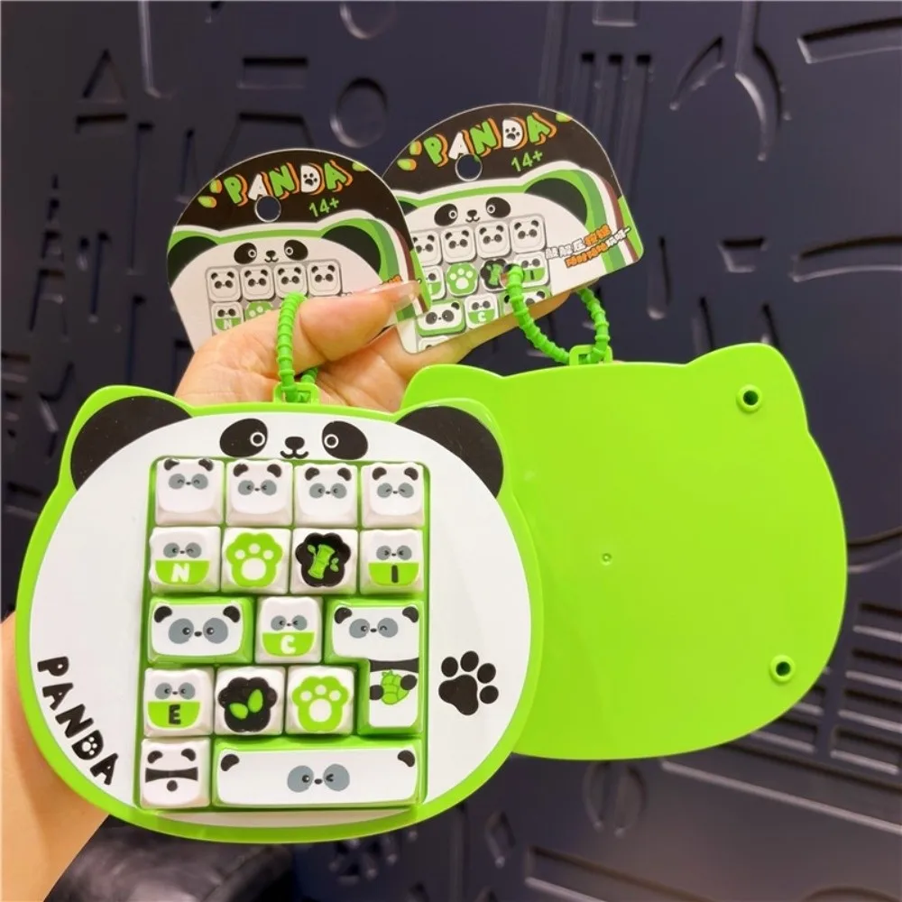 Cartoon 16 Keys Keyboard Keychain Pressable Keys Clicker Sound Fingertip Button Keyring Portable Panda Sensory Clicker