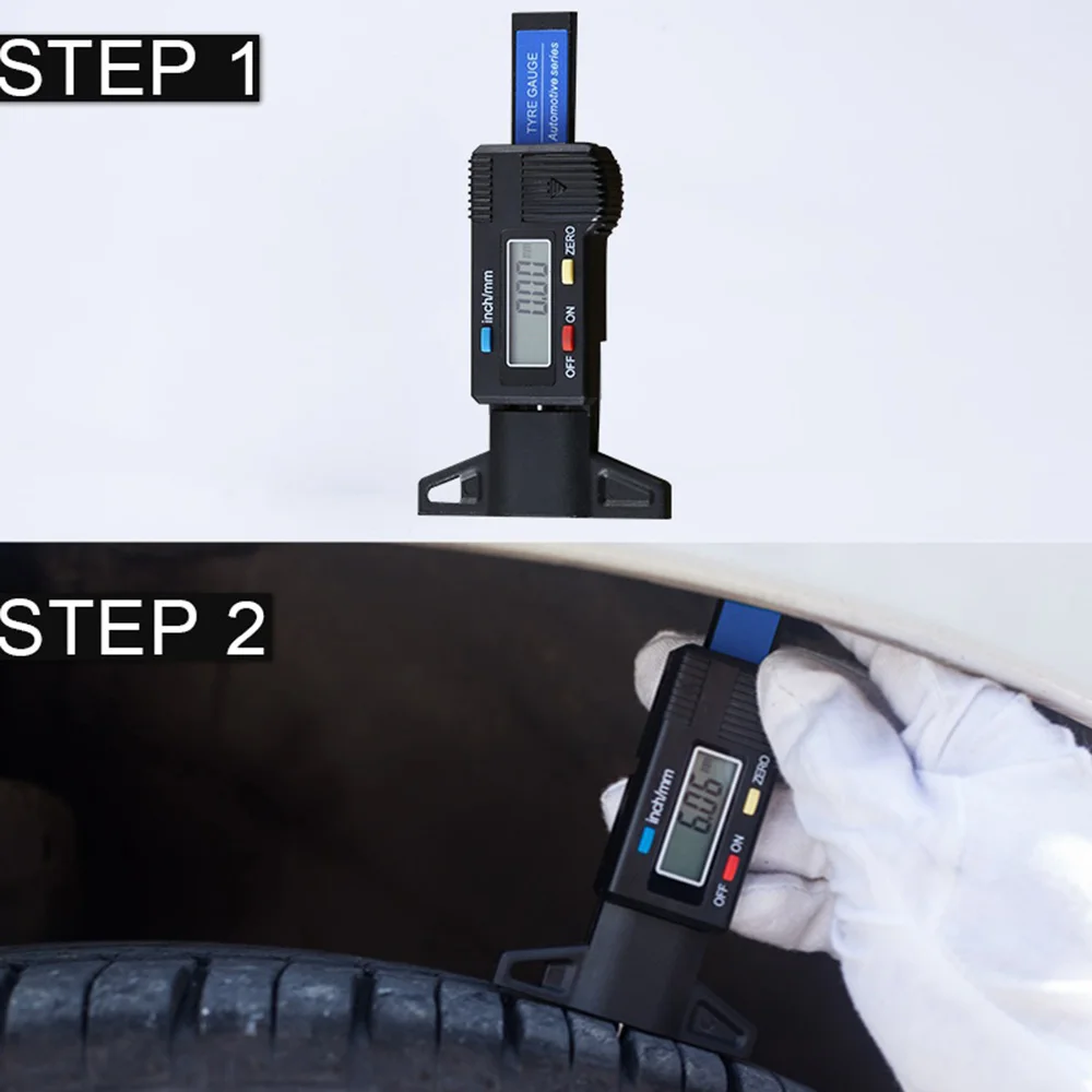 Alat Ukur Kedalaman Tapak Ban Mobil Digital, Deteksi Keausan Otomatis, Kaliper Pengukur Ketebalan