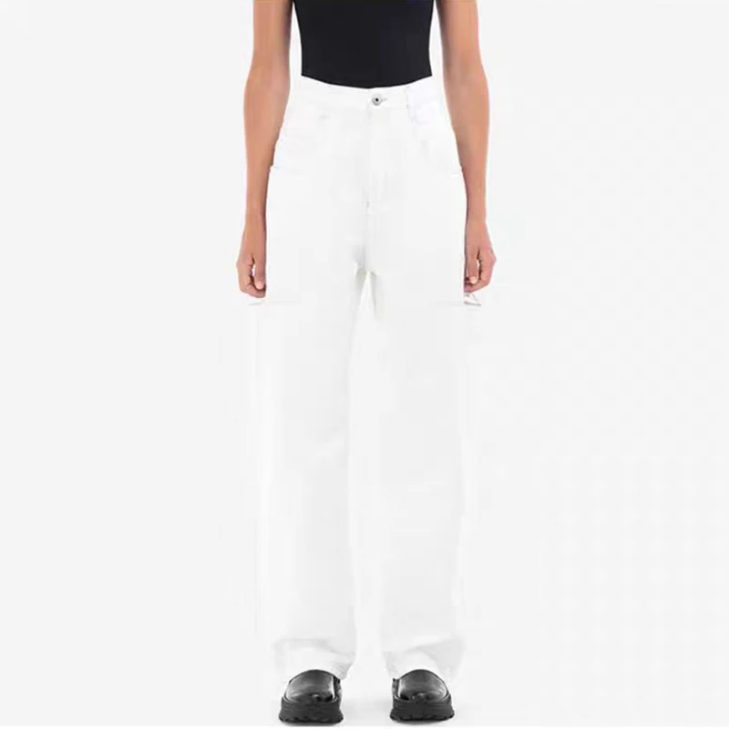 

Slashed denim washed wide leg pants, ripped fashion versatile women's pants, high quality cotton, Y2K,2024 summer, new
