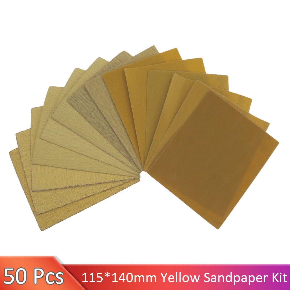 

50 PCS 115*140mm Sandpaper Set 60 80 120 150 220 240 320 400 600 800 Grit Sandpaper Sheets for Wood Polishing Sanding