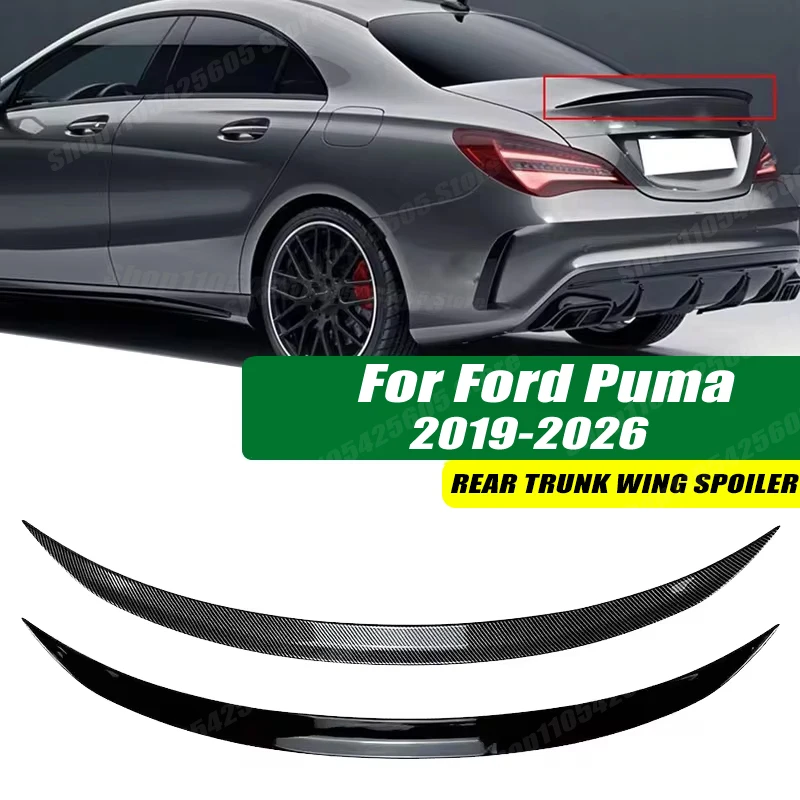 120cm 5D Carbon Look Rear Boot Trunk Spoiler Lip Stick-On Decorative Rear Wing For Ford Puma 2019-2026 Car Accessories