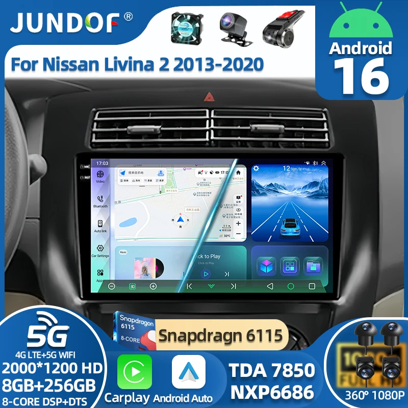 

Android 16 Car Radio For Nissan Livina 2 2013 - 2020 GPS Multimedia Player Navi Head Unit Stereo Wireless Carplay Auto DSP Video