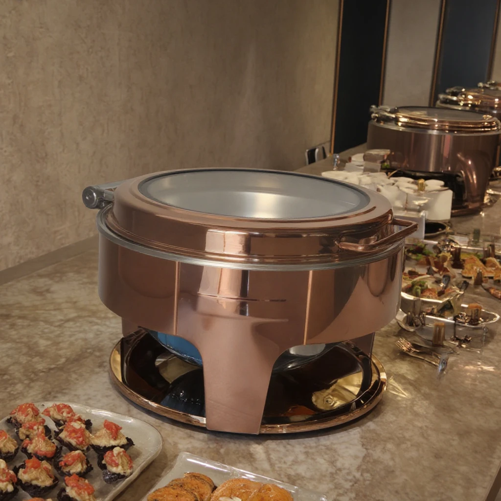 Stainless Steel Buffet Hot Pot 6L Rose Gold Modern Fast Food Heater Commercial Hotel