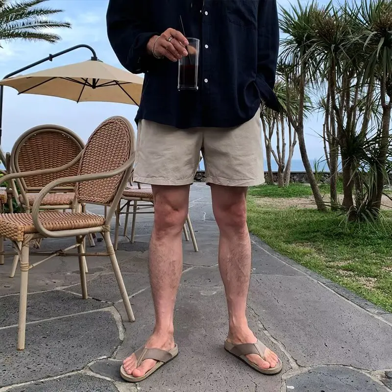 

Men's Summer Loose Beach Shorts in American Casual Light Maturity Style, Korean Simple Straight Fit Five-Panel Pants Trendy