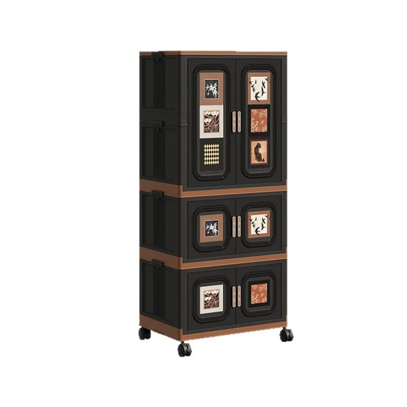 Medieval folding wardrobe household large capacity thickened clothes quilt locker living room bedroom plastic storage cabinet