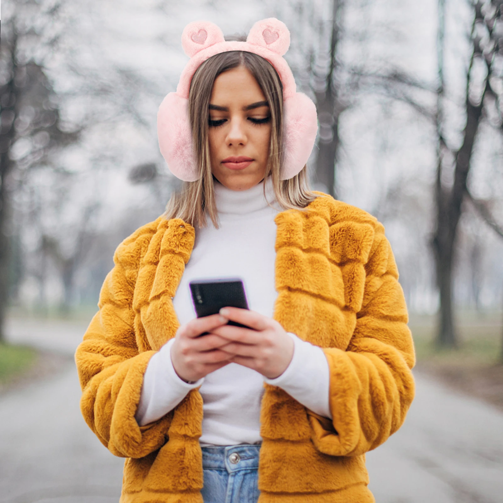 

Love Earmuffs Adult Warm for Women Earplugs Covers Fashionable Woman Pink Cute Baby