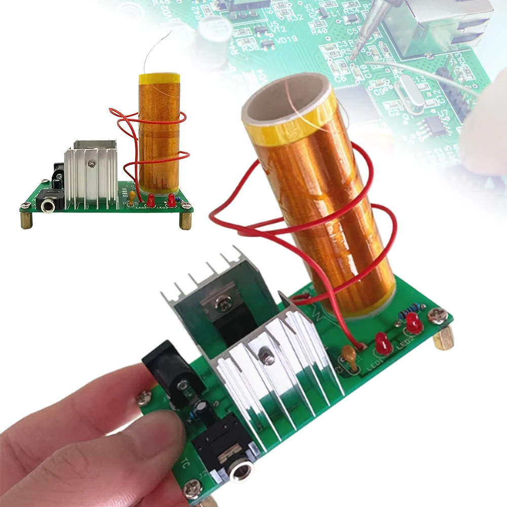 DIY Mini for TESLA Coil Kit DIY Music Loudspeaker Board Arc Experiment High Temperature High Plasma DC 15-24V 15W 2A