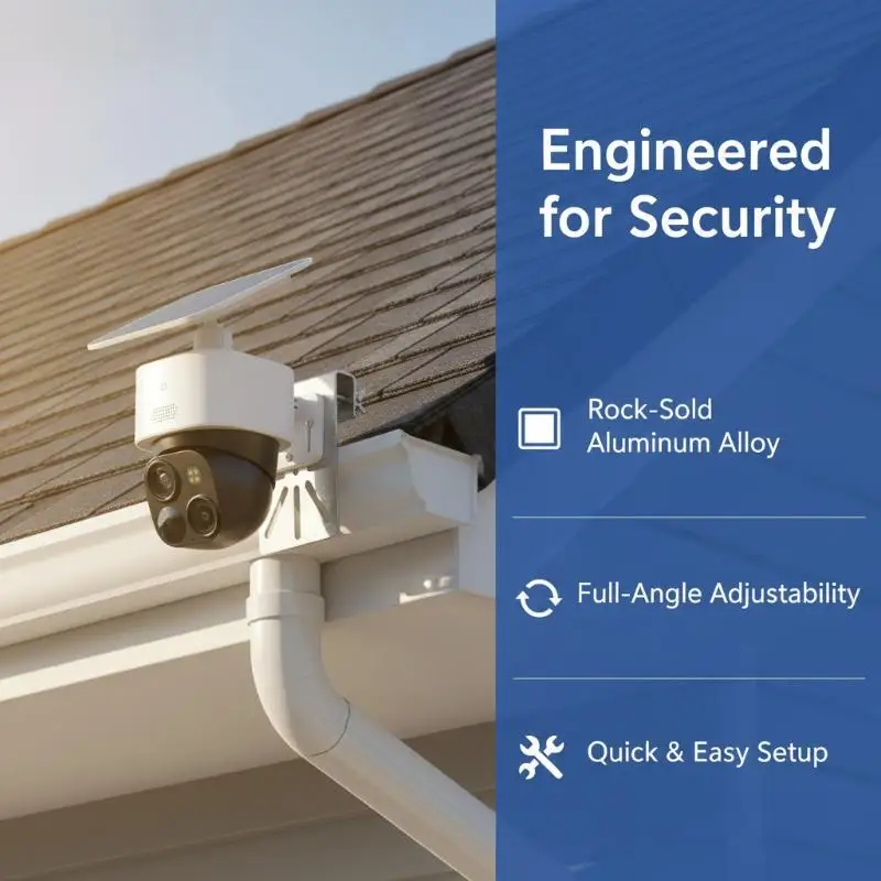 Gutter Camera Mount No Holes Needed No Drill Stainless Steel Rust Proof Holder for Outdoor Home Surveillance Cams